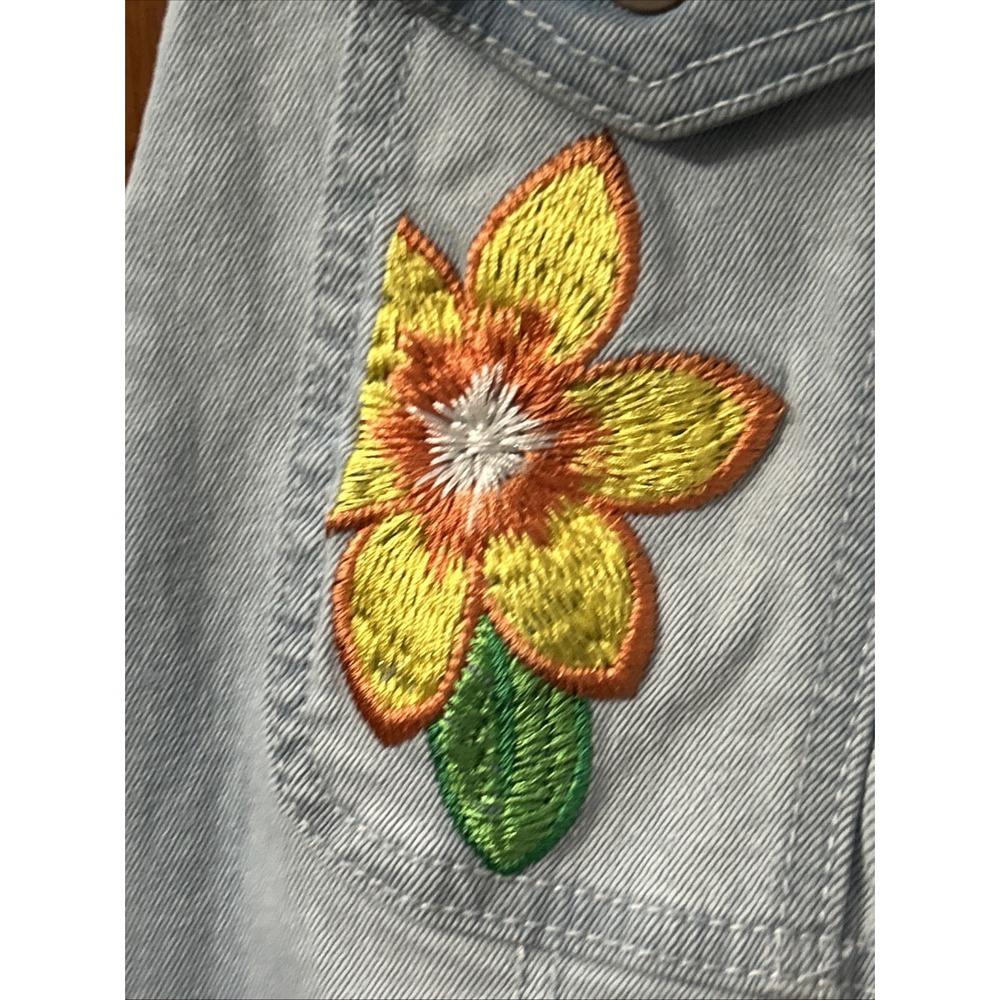 No Boundaries Y2K Denim Overalls Shorts Embroidered Flowers Pockets Sz Small Med - Picture 5 of 10